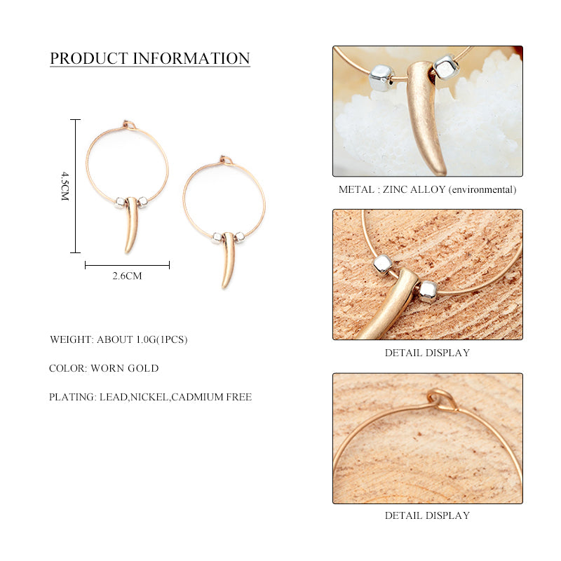 Gold Metal Horn Nickel Free Gold Hoop Earrings from Switzerland zella.ch
