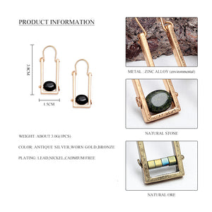 Natural Stone Ore Nickel Free Geometric Nickel Free Gold Drop Earrings from Switzerland zella.ch