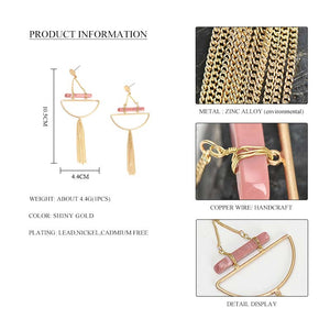 Pink Resin Nickel Free Gold Tassel Drop Earrings from Switzerland zella.ch