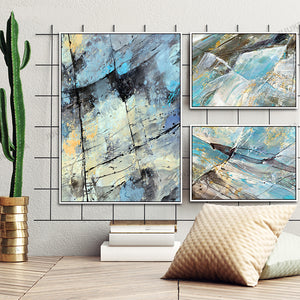 Abstract Blue Crack Marble Wall Art Print – CHYNA