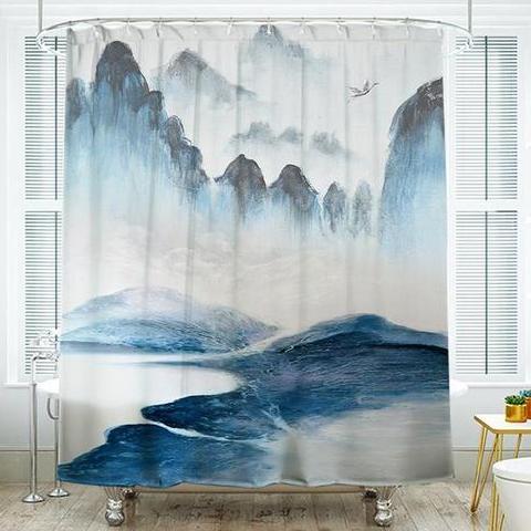 Shower Curtains Landscape Painting Print - AURA - 3 SIZES
