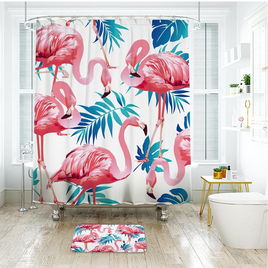 Shower Curtains Pink Flamingo Print - ANNE - 3 SIZES