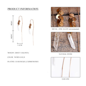 Natural Stones Long Drop Earrings Gold Nickel Free from Switzerland ZELLA.CH