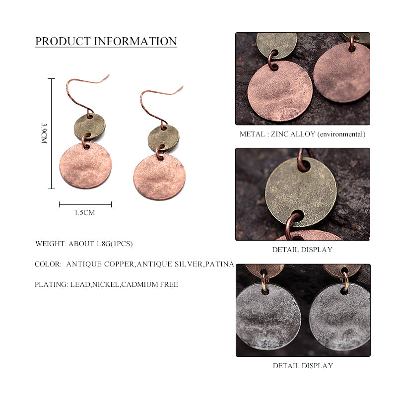 Rustic Copper Patina Nickel Free Dangle Earrings from Switzerland ZELLA.CH
