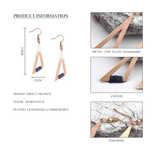 Nickel Free Antique Gold Triangle Cotton Thread Dangle Earrings from Switzerland zella.ch