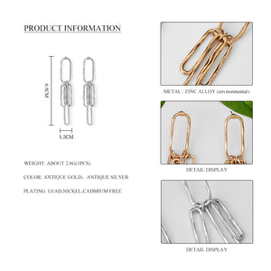 Nickel Free Antique Gold Silver Geometric Dangle Earrings from Switzerland zella.ch