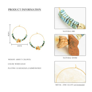 Nickel Free Gold Hoop Earrings Natural Stones Ore Beads from Earrings from Switzerland zella.ch