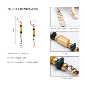 Retro Style Gold Acrylic Bead Nickel Free Dangle Earrings from Switzerland zella.ch