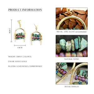 Nickel Free Multiple Color Natural Stone Beads Gold Dangle Earrings from Switzerland zella.ch