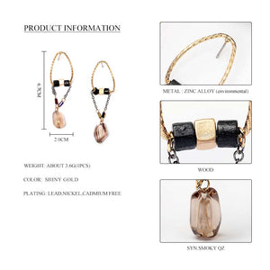 Natural Stone Black Wood Beads Nickel Free Vintage Gold Drop Earrings from Switzerland zella.ch