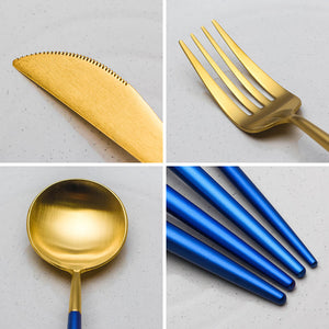 Blue & Gold Stainless Steel Tableware Set - SENA