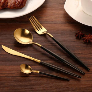 Gold & Black Stainless Steel Tableware Set - ESMA