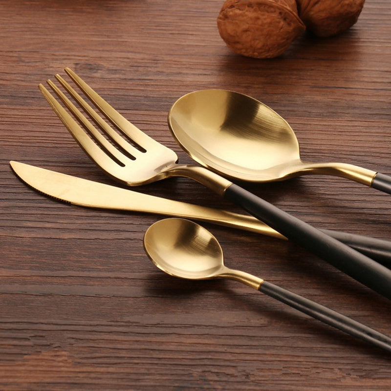 Gold & Black Stainless Steel Tableware Set - ESMA