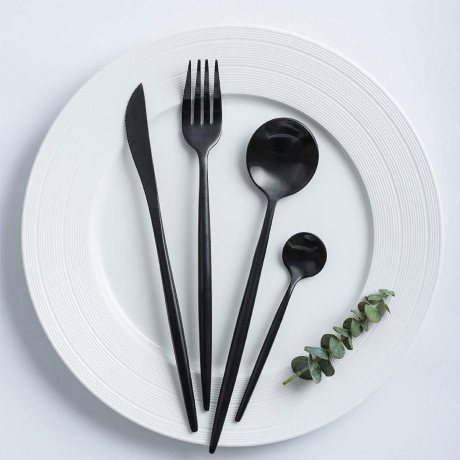 Black Stainless Steel Tableware Set - HANA