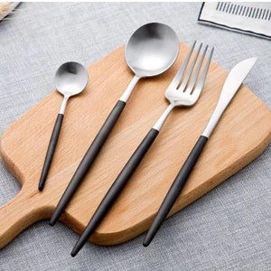 Silver & Black Stainless Steel Tableware Set - CLEA