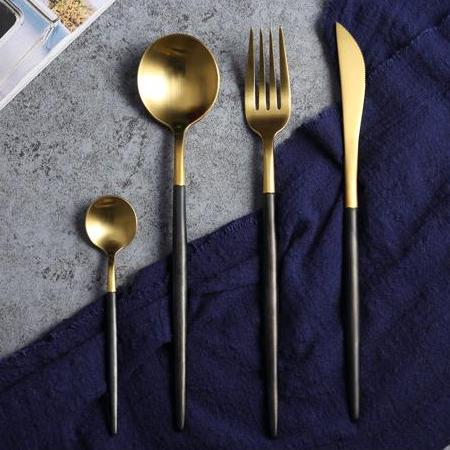 Gold & Black Stainless Steel Tableware Set - ESMA