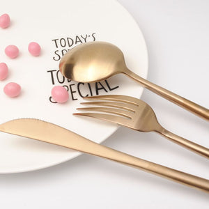 Gold Stainless Steel Tableware Set - ROSA