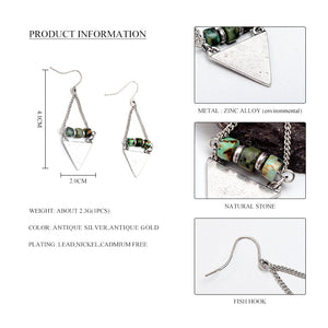 Nickel Free Natural Stone Beads Triangle design Drop Earrings from Switzerland ZELLA.CH