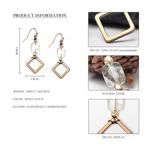 Natural Stone Nickel Free Gold Geometric Earrings from Switzerland Zella.ch