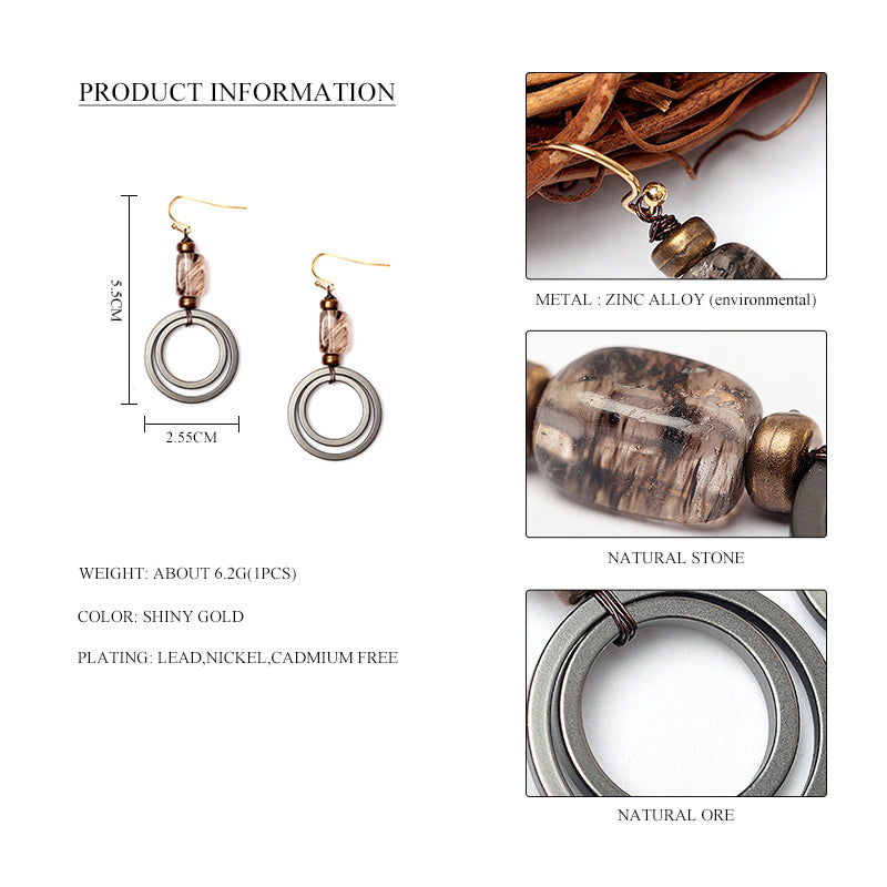 Nickel Free Natural Stone Gray Drop Earrings from Switzerland ZELLA.CH