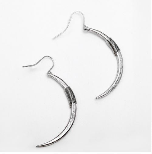 Nickel Free Moon Shape Hook Earrings in Antique Gold Silver Hematite from Switzerland zella.ch