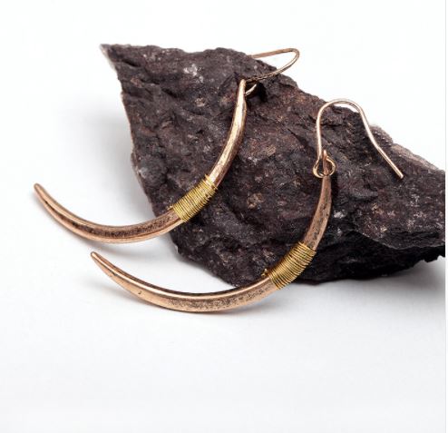 Nickel Free Moon Shape Hook Earrings in Antique Gold Silver Hematite from Switzerland zella.ch