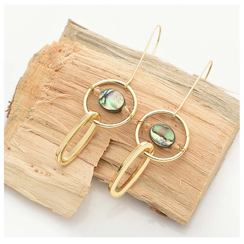 Nickel Free Gold Copper Natural Abalone Shell Dangle Earrings from Switzerland zella.ch