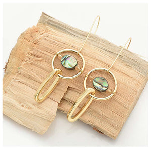 Nickel Free Gold Copper Natural Abalone Shell Dangle Earrings from Switzerland zella.ch