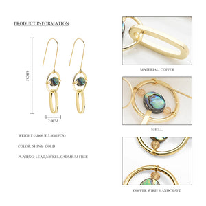 Nickel Free Gold Copper Natural Abalone Shell Dangle Earrings from Switzerland zella.ch