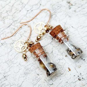 Glass Bottle Nickel Free Metal Dangle Earrings Natural Stone Beads from Switzerland ZELLA.CH
