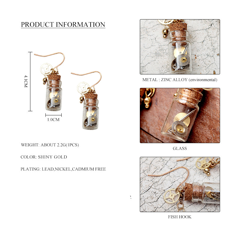 Glass Bottle Nickel Free Metal Dangle Earrings Natural Stone Beads from Switzerland ZELLA.CH