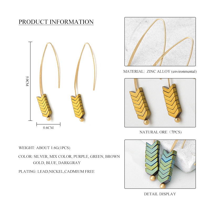 Nickel Free Hematite Stone Arrow Head Drop Earrings from Switzerland zella.ch