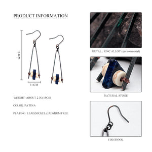 Triangle Shape Patina Natural Stone Nickel Free Drop Earrings from Switzerland zella.ch