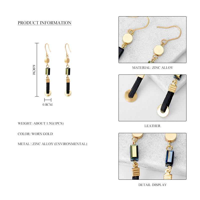 Retro Style Leather Natural Stone Beads Nickel Free Gold Drop Earrings from Switzerland zella.ch