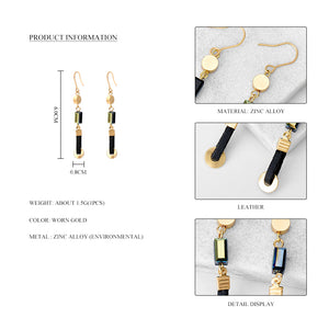 Retro Style Leather Natural Stone Beads Nickel Free Gold Drop Earrings from Switzerland zella.ch