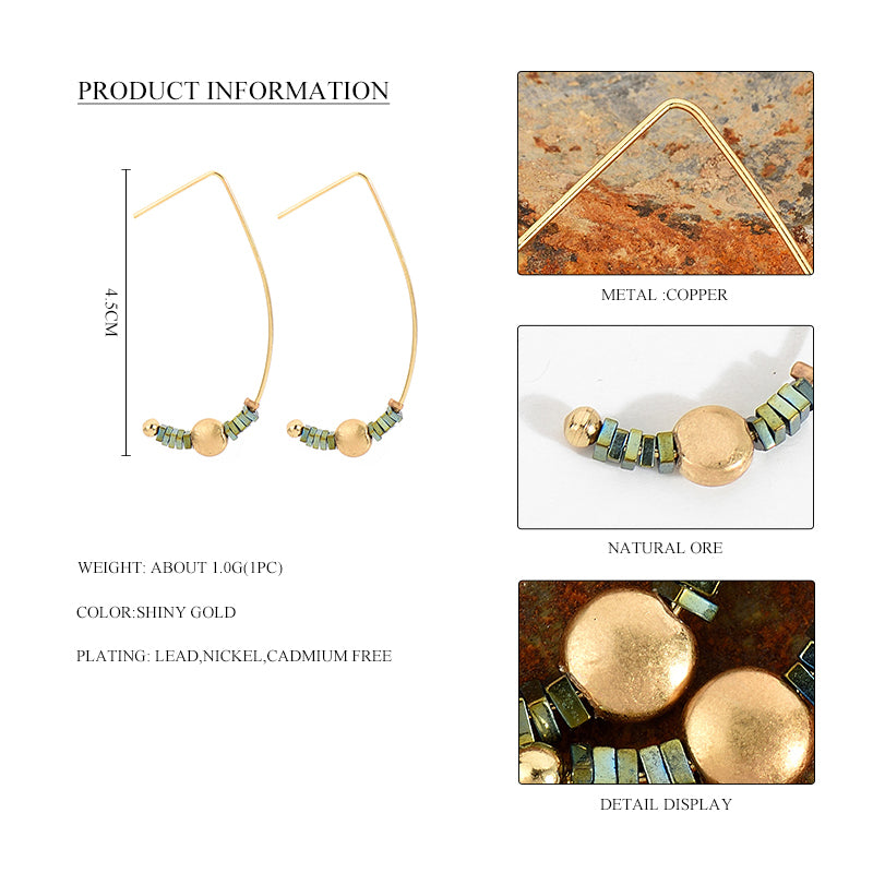 Nickel Free Copper Gold Hook Earrings Natural Stone Beads from Switzerland zella.ch