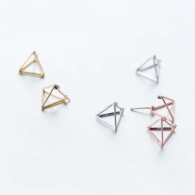 Nickel Free Metal Alloy Gold Rose Gold Silver Prism Style Stud Earrings from Switzerland Zella.ch