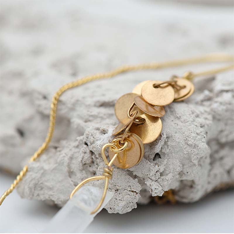 Natural Stones Long Drop Earrings Gold Nickel Free from Switzerland ZELLA.CH