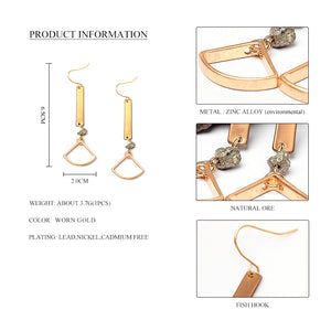 Natural Gray Stone Geometric Gold Nickel Free Dangle Earrings from Switzerland zella.ch