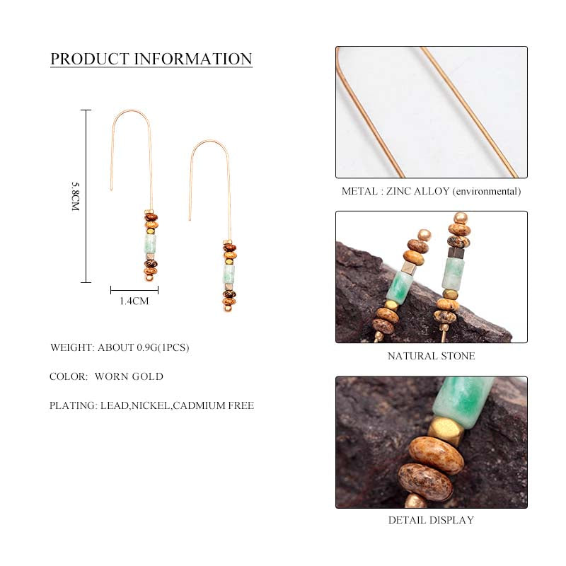 Natural Stone Marble Beads Nickel Free Gold Hook Drop Earrings from Switzerland zella.ch