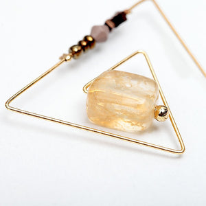 Nickel Free Gold Silver Triangle Earrings Natural Stone Quartz Stone from Switzerland zella.ch