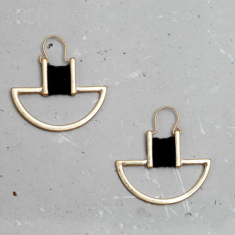 Nickel Free Geometric Antique Gold Cotton Thread Wrapped Drop Earrings from Switzerland zella.ch