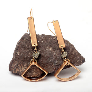 Natural Gray Stone Geometric Gold Nickel Free Dangle Earrings from Switzerland zella.ch