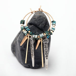 Nickel Free Gold Aztec Green Ore Beads Hoop Earrings from Switzerland zella.ch