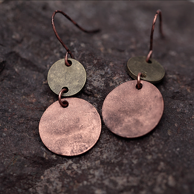 Rustic Copper Patina Nickel Free Dangle Earrings from Switzerland ZELLA.CH