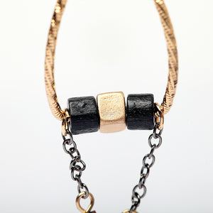 Natural Stone Black Wood Beads Nickel Free Vintage Gold Drop Earrings from Switzerland zella.ch