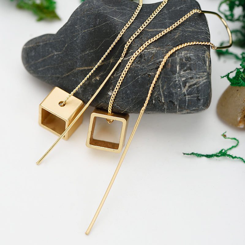 Gold Box Square Nickel Free Line Drop Earrings from Switzerland zella.ch