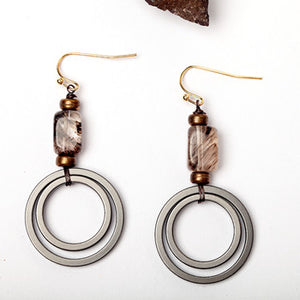 Nickel Free Natural Stone Gray Drop Earrings from Switzerland ZELLA.CH