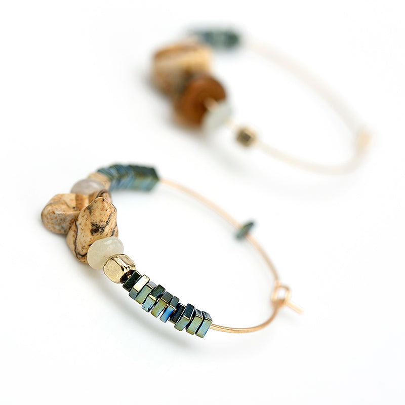 Nickel Free Gold Hoop Earrings Natural Stones Ore Beads from Earrings from Switzerland zella.ch