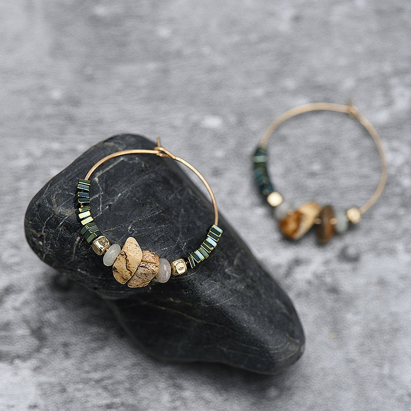 Nickel Free Gold Hoop Earrings Natural Stones Ore Beads from Earrings from Switzerland zella.ch